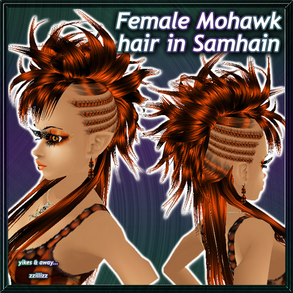 Mohawk Female Hair in Samhain - Vibrant blend of bright Orange and Black Perfect for Halloween, Trick or treating, other Costume Party or Cosplay outfits!