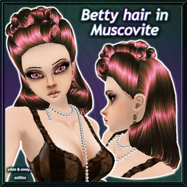 Betty female hair in Muscovite Pink - Pink and Brown brunette with high shine highlights color mix Perfect for Vintage Rockabilly Classic Retro Pinup looks, great for DOC and Photo Contest outfits