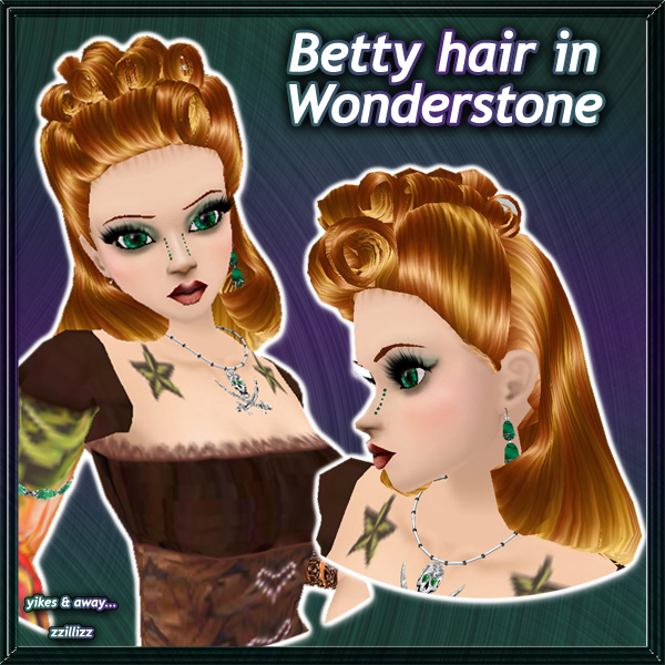 Betty female hair in Wonderstone Bright Copper and Gold color mix with high shine highlights Perfect for Vintage Rockabilly Classic Retro Pinup Steampunk looks Great for DOC and Photo Contest outfits!