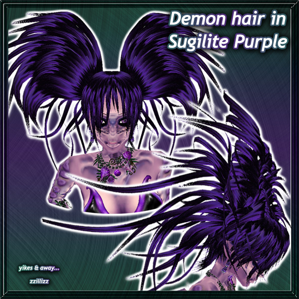 Demon female hair in Sugilite Purple Big feathery demon wings hair style Sugilite - Deep purple and black color mix Perfect for Gothic, Vampire, Fantasy and Cosplay outfits