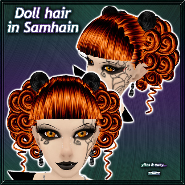 DOLL Female Hair in Samhain - Vibrant blend of bright Orange and Black Perfect for Halloween Trick or treating other Costume Party or Cosplay outfits