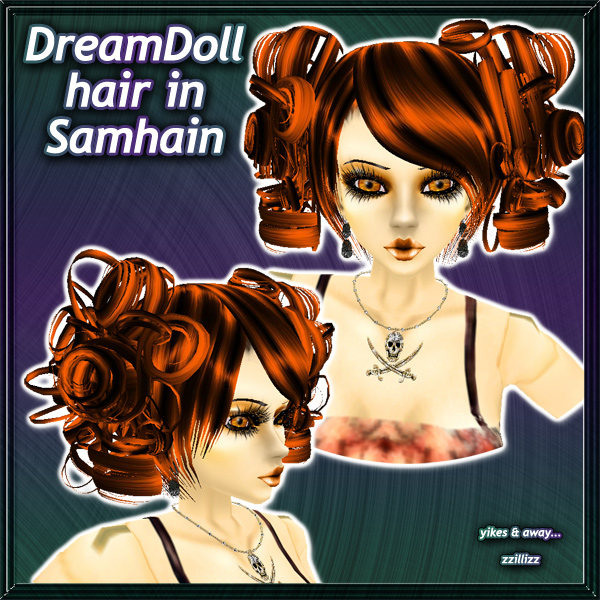 DreamDoll Female Hair in Samhain - Vibrant blend of bright Orange and Black Perfect for Halloween Trick or treating other Costume Party or Cosplay outfits