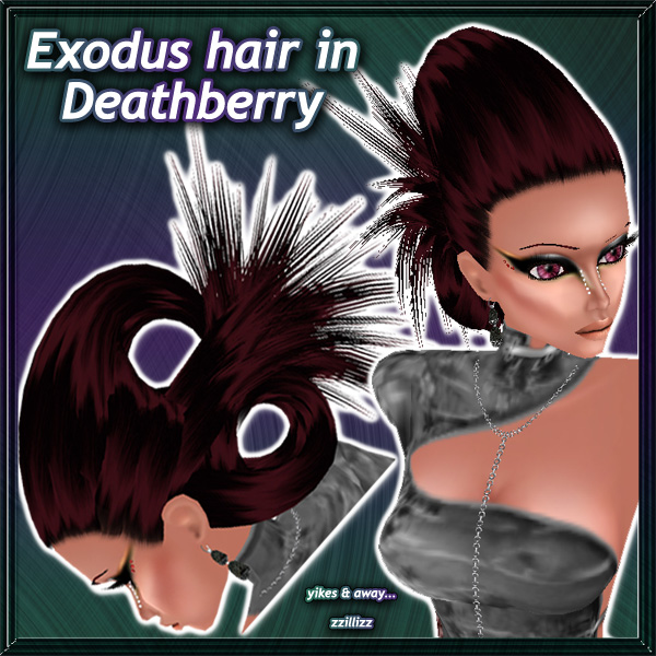 Exodus Female Hair in Deathberry - color blend of Black, Burgundy and Gray