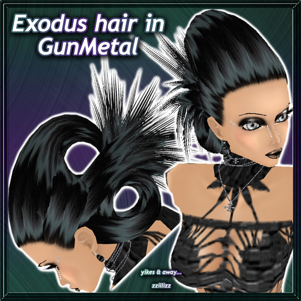 Exodus Female Hair in Gunmetal - color blend of deep Charcoal Gray Chrome and Black