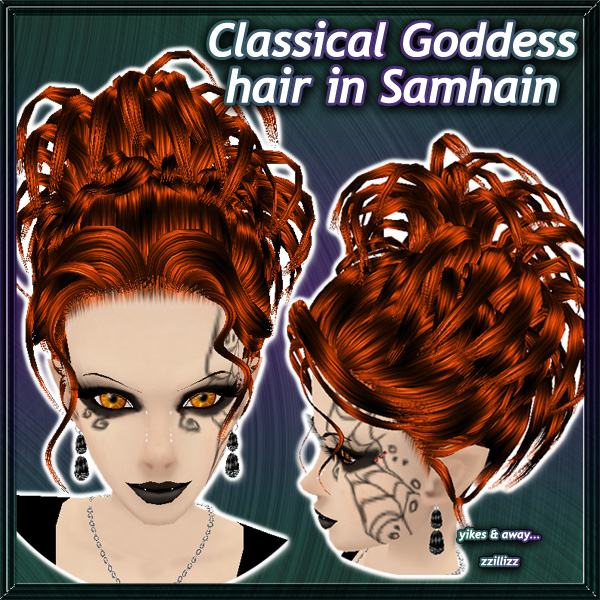 Classical Goddess Female Hair in Samhain - Vibrant blend of bright Orange and Black Perfect for Halloween Trick or treating other Costume Party or Cosplay outfits