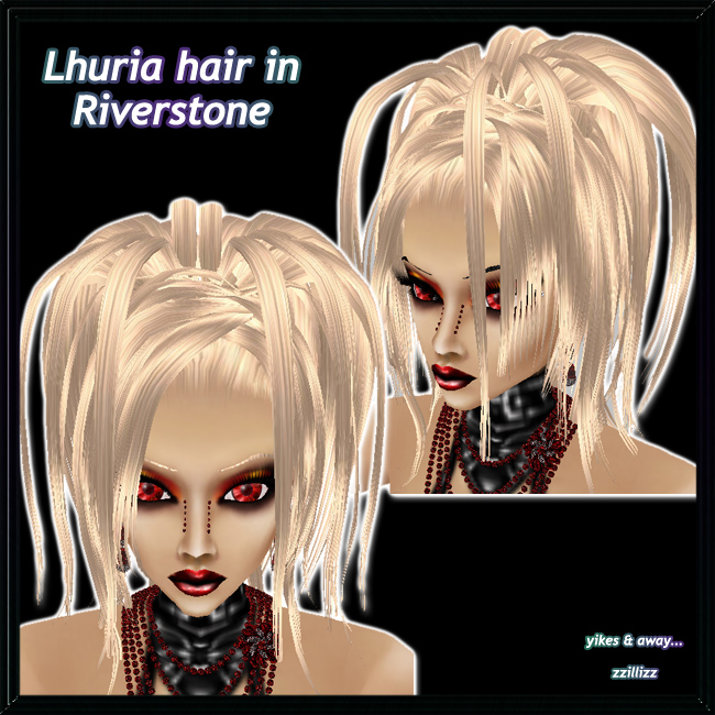 Lhuria Female hair in Riverstone Straight updo with waterfall of hair strands female hair in Riverstone, high shine platinum ash blonde mix. Perfect for Elven, Fae / Fairy, and *gasp* Normal looks. Great for DOC and Photo Contest outfits