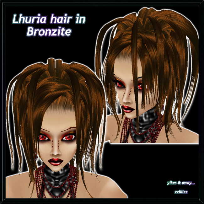 Lhuria Female hair in Bronzite Brown Straight updo with waterfall of hair strands female hair in Bronzite, high shine brown bronze and gold mix. Perfect for Steampunk, Victorian, Fairy, cosplay and *gasp* Normal looks. Great for DOC and Photo Contest outfits