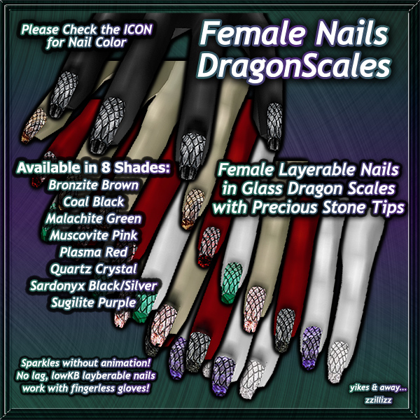 Female Layerable Fingernails in Dragon Scales Purple Sugilite High Shine Glass Dragon Scales with Purple Sugilite Precious Stone tips Perfect for Gothic Romantic Vampire and Cosplay outfits