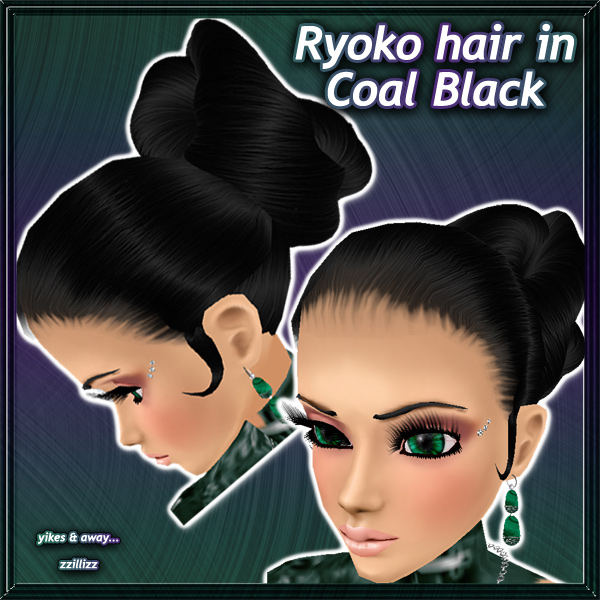Ryoko Female Hair in Coal Black Realistic high shine color blend of deep charcoal and black