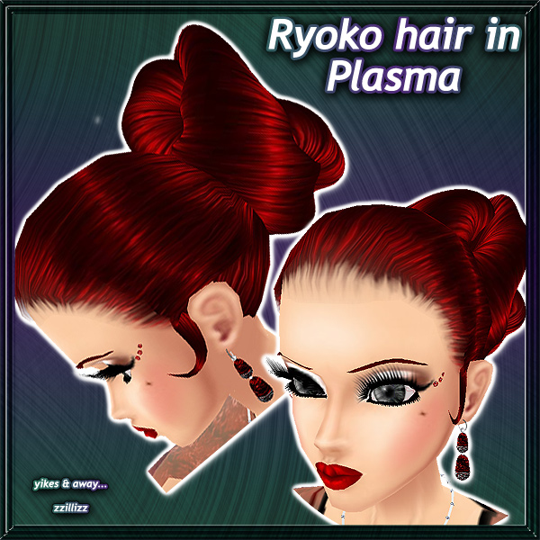 Ryoko Female Hair in Plasma Red Realistic high shine color blend of deep blood red and black