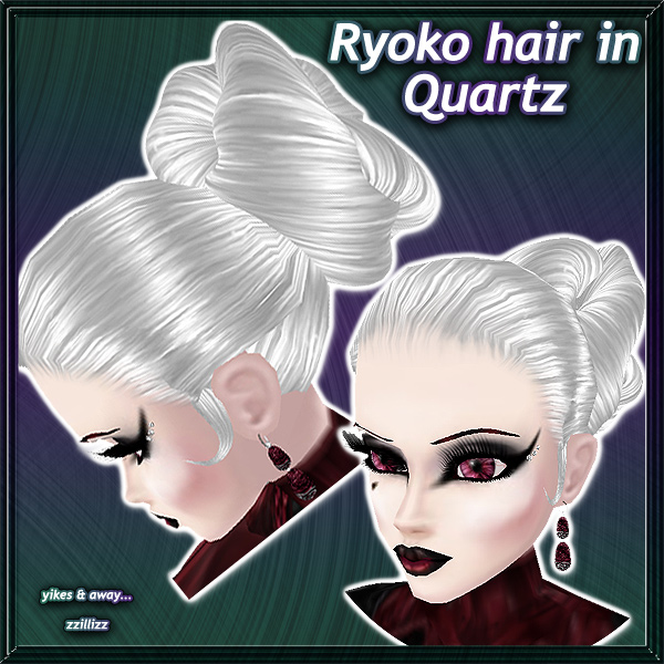 Ryoko Female Hair in Quartz Crystal Realistic high shine color blend of platinum silver white and gray