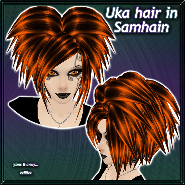 Uka Female Hair in Samhain - Vibrant blend of bright Orange and Black Perfect for Halloween Trick or treating other Costume Party or Cosplay outfits